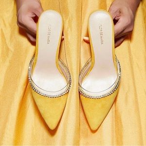 Yellow Kitten Mules